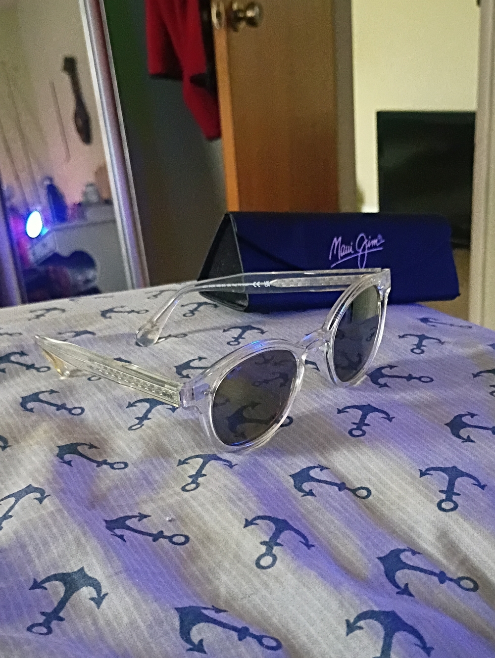 Maui Jim Clear Frame Sunglasses with Gray Lenses